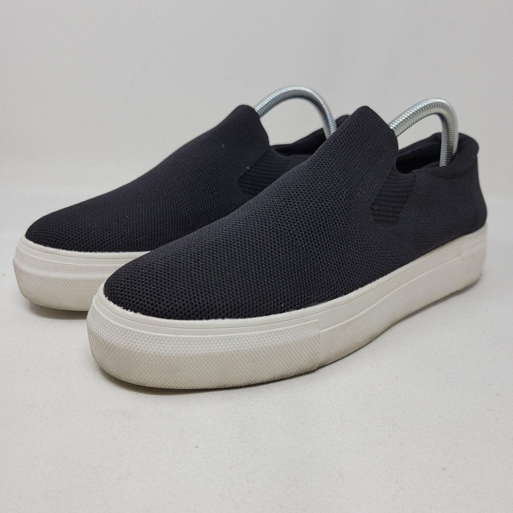 MIA Shoes Womens Size 8.5 Black Knit Slip On Sneakers Comfort Walking Casual